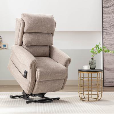 Downtown Luxor Dual Motor Riser Recliner Chair in Oat Fabric In Beige