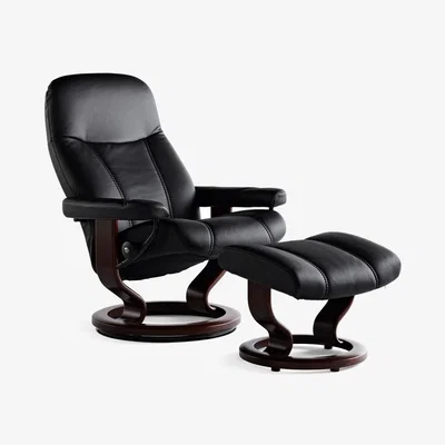 Downtown Stressless Consul Chair With Classic Base - Medium - Batick Leather