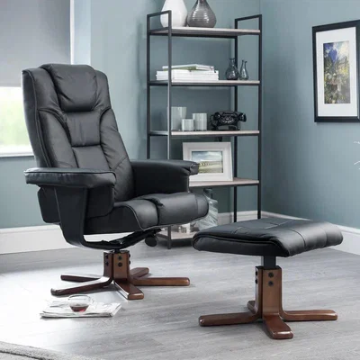 Downtown Julian Bowen Malmo Swivel Recliner and Stool Black