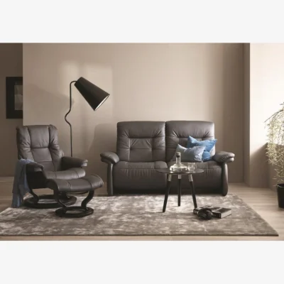 Downtown Stressless Mary 2 Seater Power Recliner Sofa With Upholstered Arms - Fabric