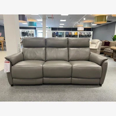 Downtown Downtown Auckland 3 Seater Power Recliner Sofa in Elephant Grey Leather