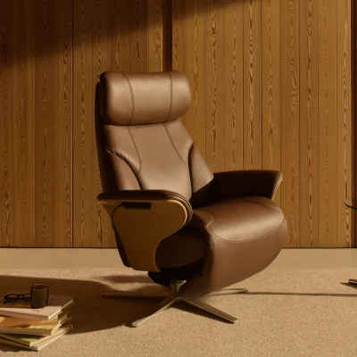 Downtown Stressless Adam Power Recliner Chair With Sirius Base - Fabric