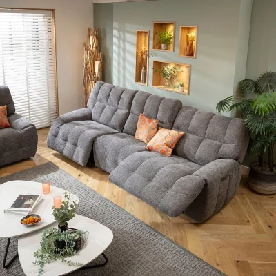 Quatropi Modern 3 Seater Electric Recliner Sofa Couch Charcoal Chenille Fabric 290cm 1