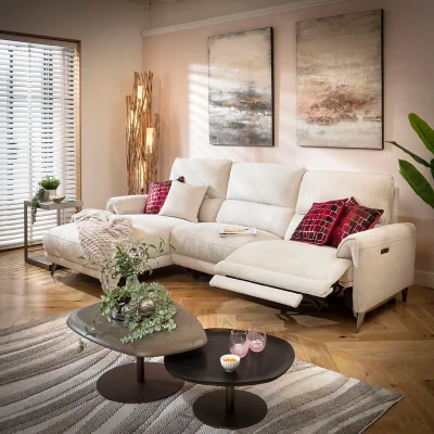 Quatropi Electric Recliner Sofa Couch Chaise Couch 3 Seater Natural Cream 270x160cm LH