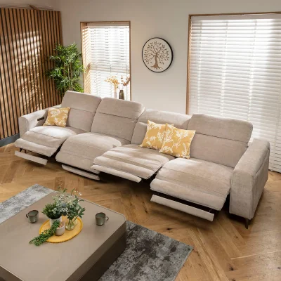 Quatropi Large 4 Seater Full Electric Recliner Sofa Couch Grey 374x105cm