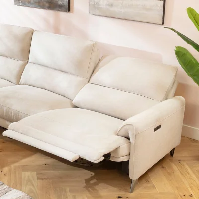Quatropi Merlin Right-Hand Powered Recliner Sofa Section Cream 95x90cm