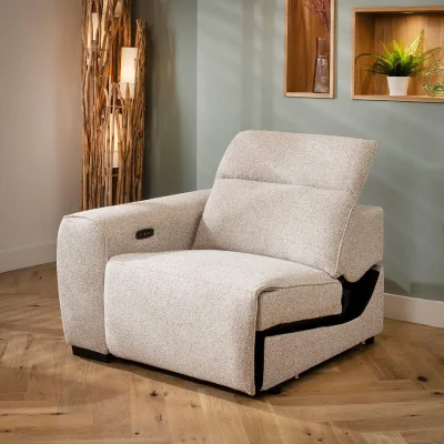 Quatropi Lola Left-Hand Armed Recliner Sofa Module Woven Beige Fabric 103x100cm