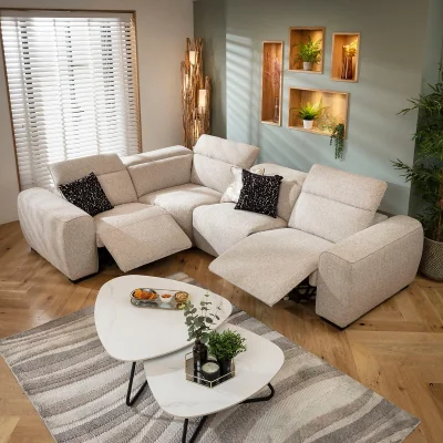 Quatropi Modern 4 Seater Recliner Corner Sofa L-Shape Settee Couch Beige 296x220cm 5