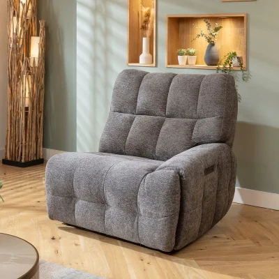 Quatropi Luca Right-Hand Armed Recliner Sofa Module Charcoal Chenille 105x100cm