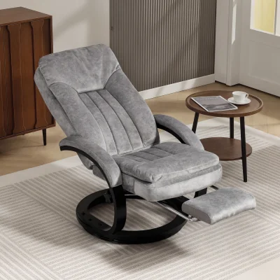 The Range HOMCOM Swivel Recliner Chair with Footrest for Living Room - Grey