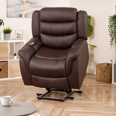 The Range Almeira Electric Riser Recliner with Massage and Heat - Brown