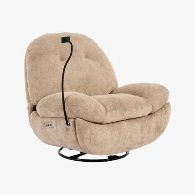 The Range Phoenix Teddy Boucle Voice Control Swivel and Rocker Electric Recliner Chair - Oatmeal
