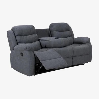 The Range Sorrento 3 Seater Manual Recliner Sofa in Dark Grey Fabric - Grey