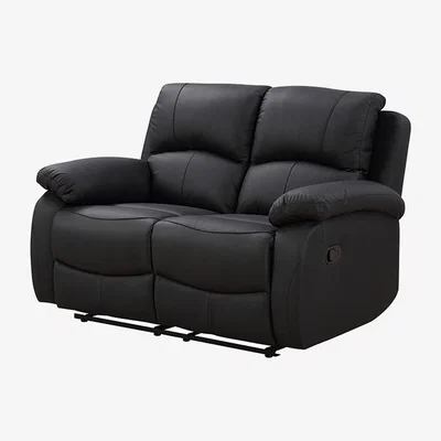The Range Milano 2 Seater Leather Manual Recliner Sofa Black - Black