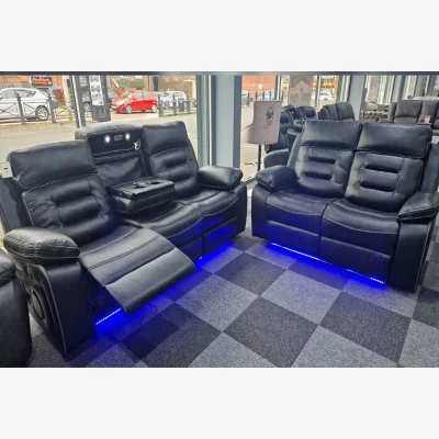 The Range Balian Hafsa Electric recliner 3 and 2 Seater Sofa - Black