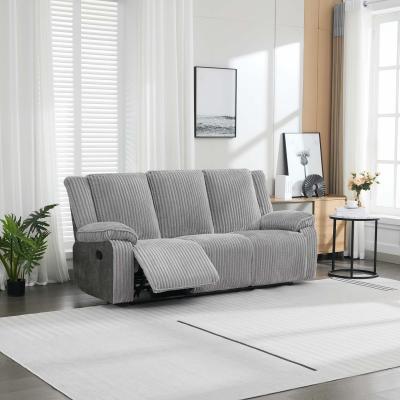 The Range Verona 3 Seater Jumbo Cord Manual Recliner Sofa - Grey