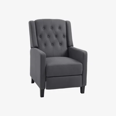 The Range Lino Microfibre Deep Grey Button-Tufted Recliner Armchair with Leg Rest