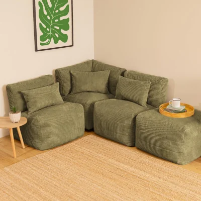 The Range 4pcs icon Noa, 1x Corner, 2x Recliner, 1x Slab, Jumbo Cord - Sage Green
