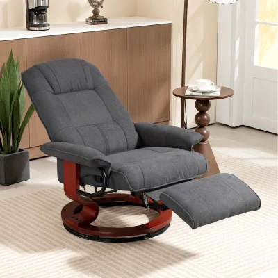 The Range Manual Recliner Swivel Reclining Chair with Footrest Armrests Grey - Grey