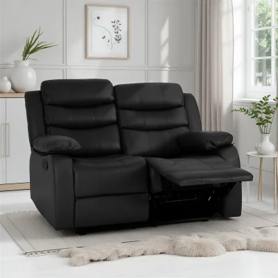 The Range Roma 2 Seater Recliner Sofa - Black PU - Black PU
