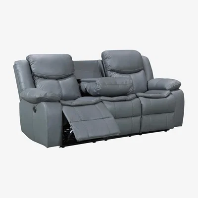 The Range Highgate 3 Seater Electric Recliner Sofa in Grey Aire Leather - Grey