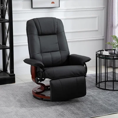 The Range HOMCOM Recliner Chair with Wooden Base - Black Linen