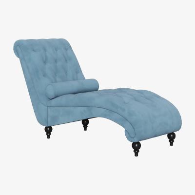The Range Velvet Button-Tufted Leisure Recliner with Lumbar Pillow - Dusty Blue
