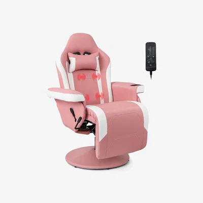 The Range Massage Gaming Chair Swivel Video Gaming Recliner - Pink