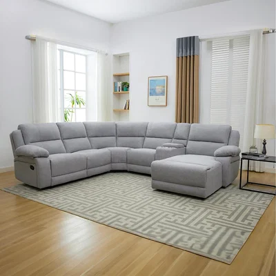 The Range Dublin 4 and 5 Seater Fabric Corner Recliner Sofa  - Light Grey / 5