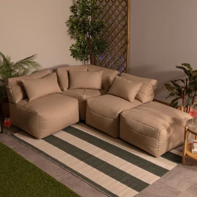 The Range 4pcs icon Noa, 2x Corner, 1x Recliner, 1x Slab, Outdoor Woven - Natural