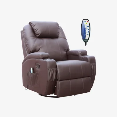 The Range WestWood Bonded Leather Massage Recliner Chair Heat - Brown