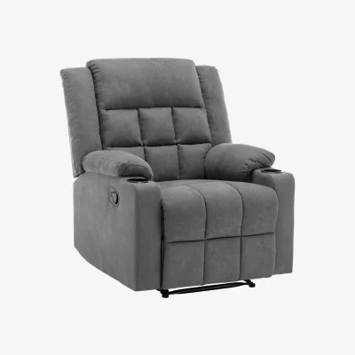 The Range Modern Upholstered Recliner Chair with Cup Holders - Grey