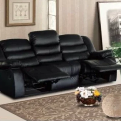 The Range Roma Leather Recliner Sofa - black
