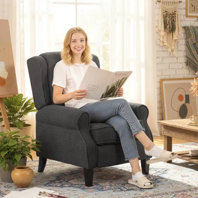 The Range HOMCOM Push Back Recliner Chair with Extended Footrest - Charcoal grey