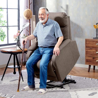 The Range HOMCOM Linen Fabric Electric Recliner Chair with Remote Control, Grey - Brown