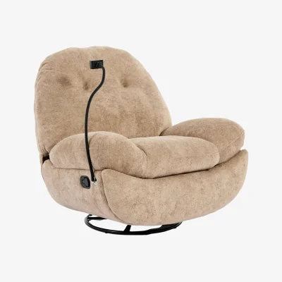 The Range Phoenix Teddy Boucle Swivel and Rocker Manual Recliner Chair - Oatmeal