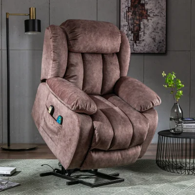 The Range Fabric Massage Recliner Chair with Heat and Vibration for Elderly - Brown
