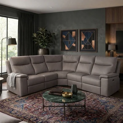 The Range Marlowe Real Leather Power Recliner 2C2 Corner Sofa with USB Charging - Slate