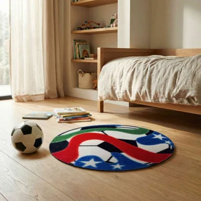 Dunelm Marvel Printed Colourful Football Washable Rug