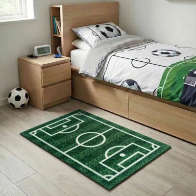 Dunelm Marvel Printed Football Pitch Washable Rug