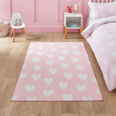 Dunelm Catherine Lansfield Kids Hearts Rug