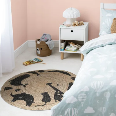 Habitat Habitat Kids Animal Abstract Jute Circle Rug - Natural
