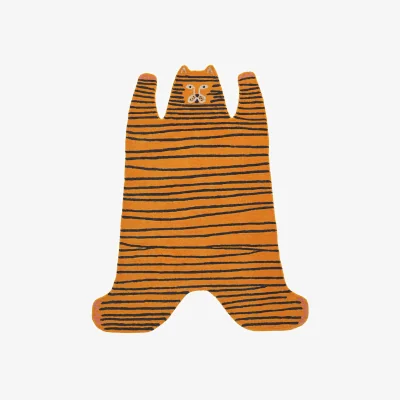 Habitat Habitat Kids Tiger Shaped Flatweave Rug- Yellow - 120x150cm