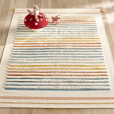 La Redoute Tomulo Striped Hand Woven 100% Organic Cotton Child's Rug