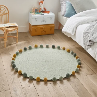 La Redoute Riko Round Pom Pom Cotton Child's Rug