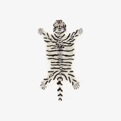 La Redoute Ramazan White Tiger Organic Cotton Child's Rug
