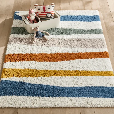 La Redoute Strat Striped Organic Cotton Child's Rug