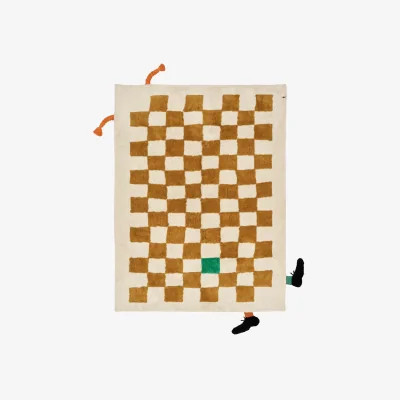 Nordic Nest Kid's Concept Pippi check rug Khaki 120x160 cm