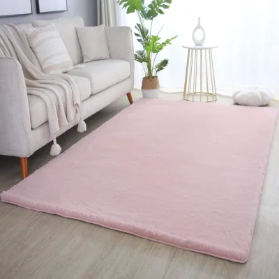 The Range Plushtale Washable Plain Living Room Super Soft Poly Cotton Area Rug - Baby Pink / 60cm / 100cm