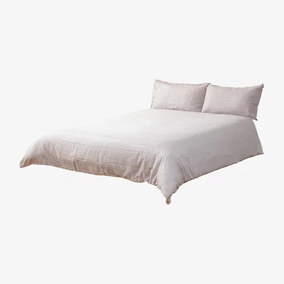BHS.com Single Sateen Stripe Bedding Set, Natural